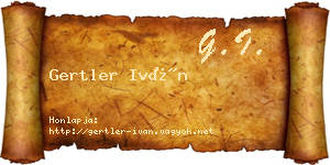 Gertler Iván névjegykártya